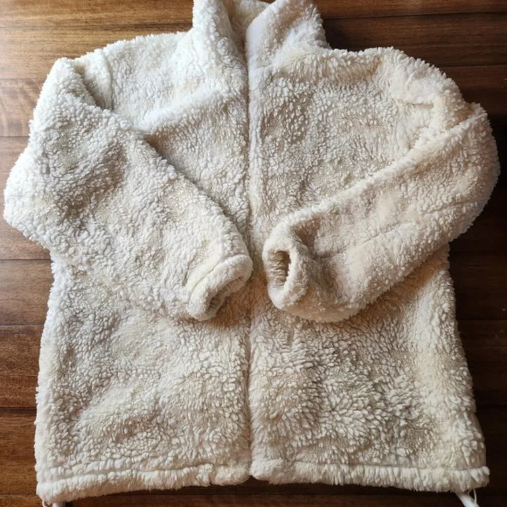 Coastline Fashion For Canada Cream Sherpa Fleece Full Zip Jacket Mock Neck Cream